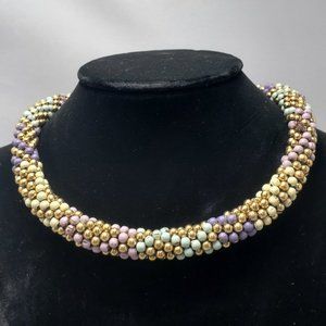 Signature multi color  beaded Bohemian choker necklace